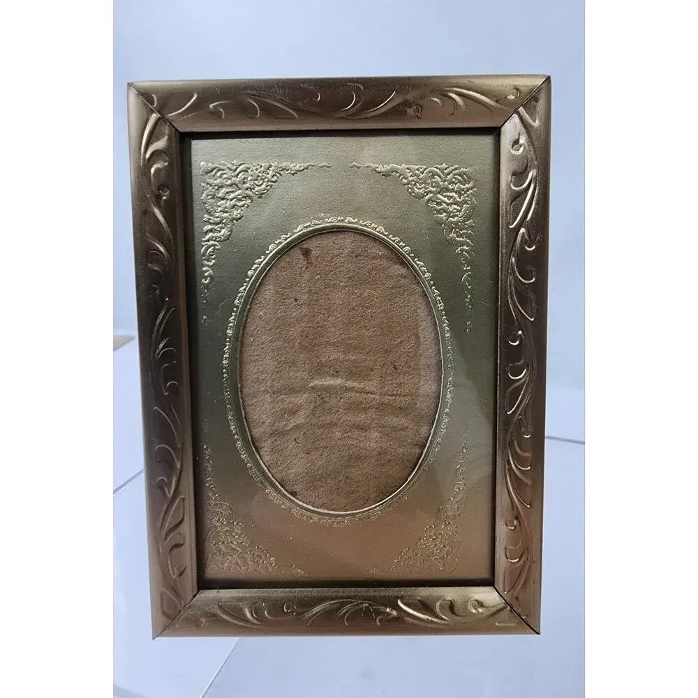 Intercraft 3 Mini Brass Photo Frames Gold Foil Matting Scroll 2.5